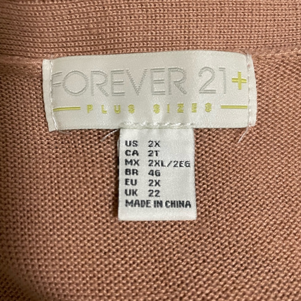 Forever 21 Long-Line Posh Pink Open Front Cardigan - 2X - Picture 7 of 7